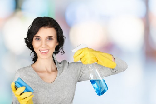 Safe and organised cleaning workspace with equipment stored neatly