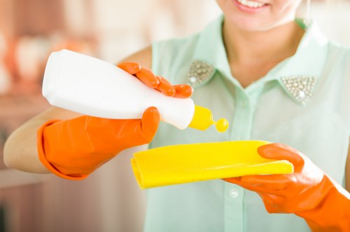 Staff receiving training on safe cleaning procedures