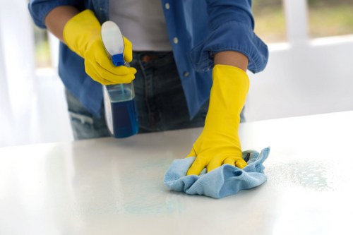 Professional cleaner in Lambeth tidying a kitchen area